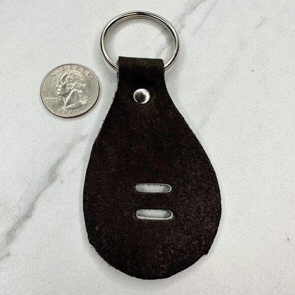 Soft Brown Leather Keychain Keyring - Picture 3 of 8